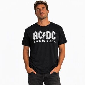 AC/DC Back In Black vintage Graphic Band Tee Black Size Large